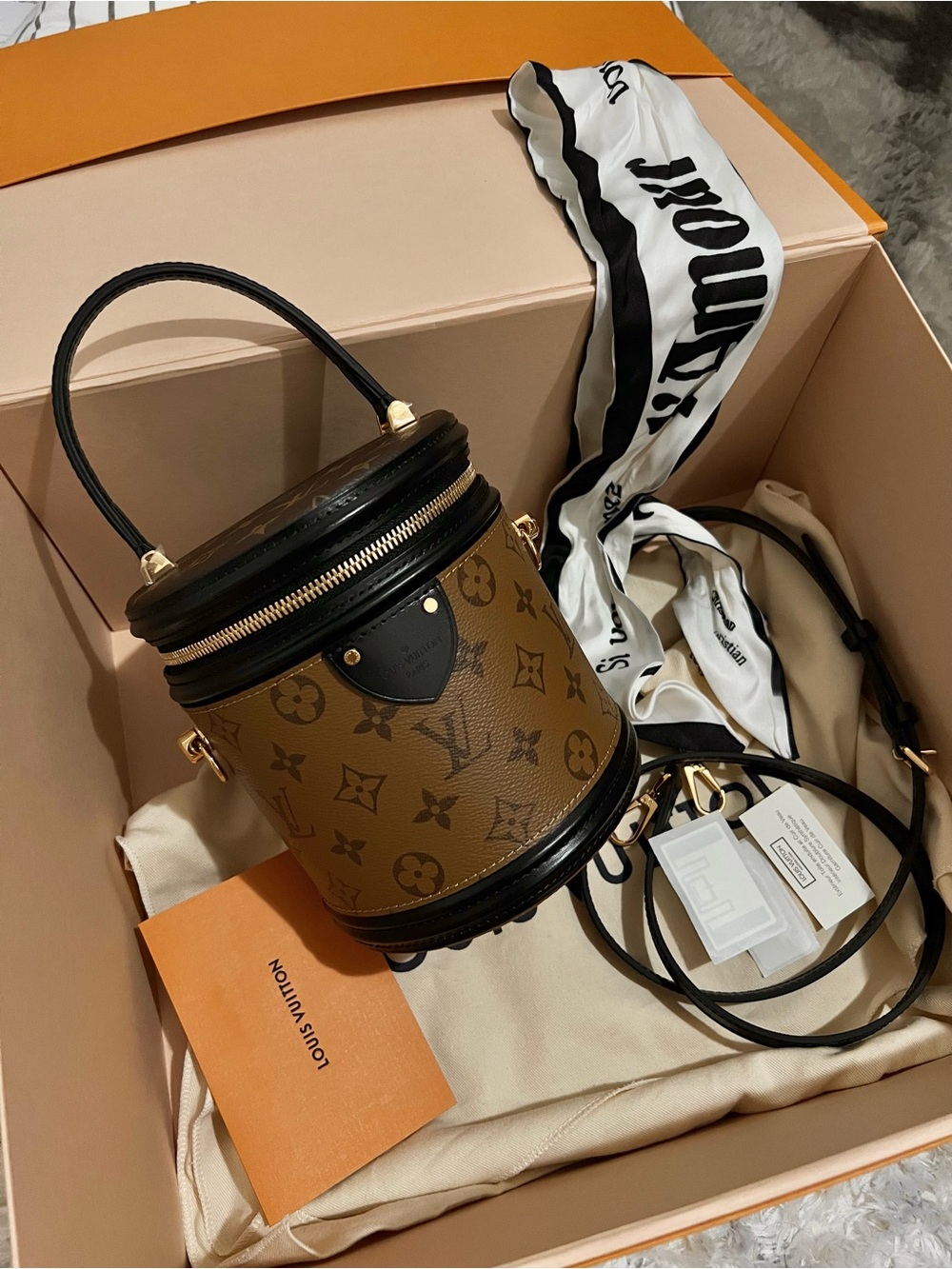 Louis Vuitton Brown Monogram Cylinder Crossbody with Black Trim